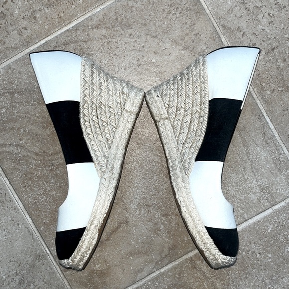 J. CREW Seville Stripe Espadrilles Black and White Perfect Wedge - Picture 6 of 11